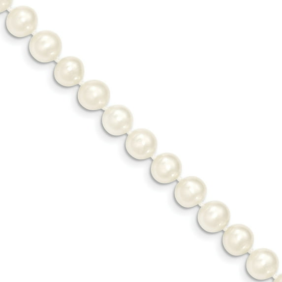 14k 7-8mm White Near Round Freshwater Cultured Pearl Necklace in 14k Yellow Gold
