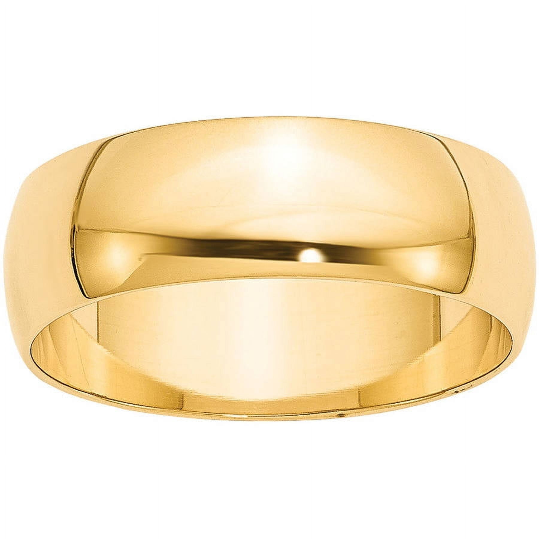 14k 7mm Half-Round Featherweight Band Ring - 5.0 Grams - Size 8.5