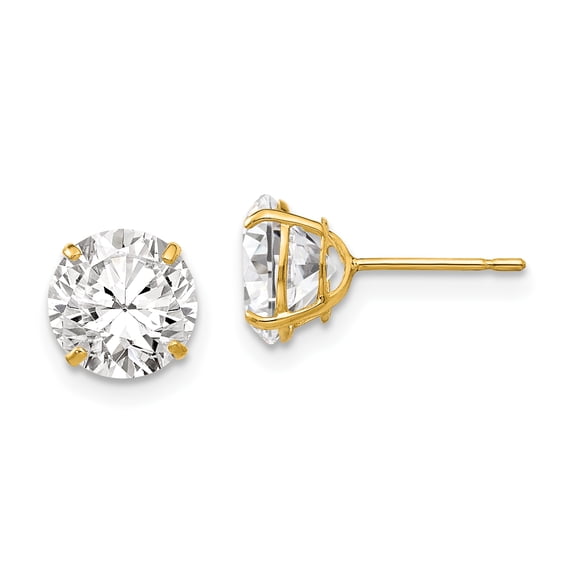 14k 7mm Round CZ Post Earrings 14k Yellow Gold Earrings