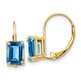 thumbnail image 1 of 14k 7x5mm Emerald Cut Blue Topaz Leverback Earrings 14k Yellow Gold Earrings, 1 of 1