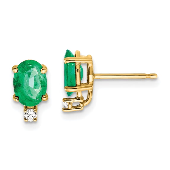 14k 7x5mm Oval Emerald & AAA Diamond Earrings XE756E/AAA