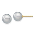 thumbnail image 1 of 14k 8-9mm Grey Round Freshwater Cultured Pearl Stud Post Earrings 14k Yellow Gold Earrings, 1 of 1