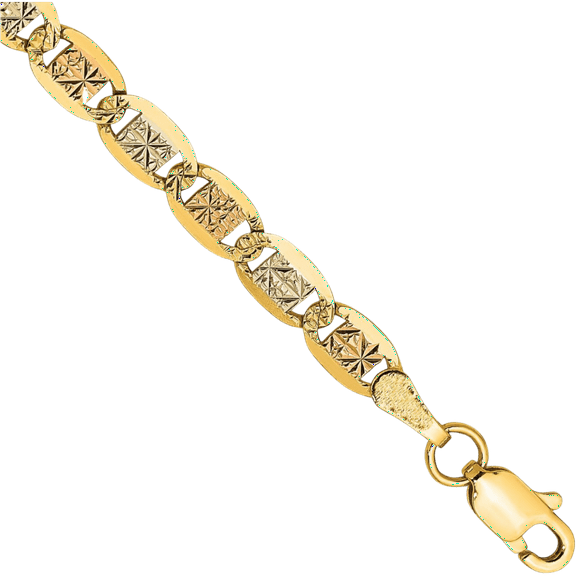 14K Solid 3.8mm Tri Color Pink White Yellow Gold Valentino Chain Bracelet