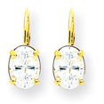thumbnail image 1 of 14k 8x6mm Oval Cubic Zirconia Leverback Earrings 14k Yellow Gold Earrings, 1 of 1