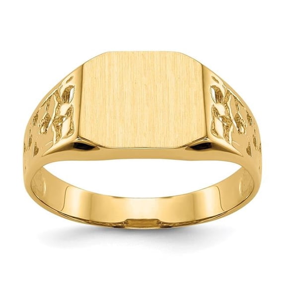 14k 9.0x10.5mm Open Back Men's Signet Ring Size 9
