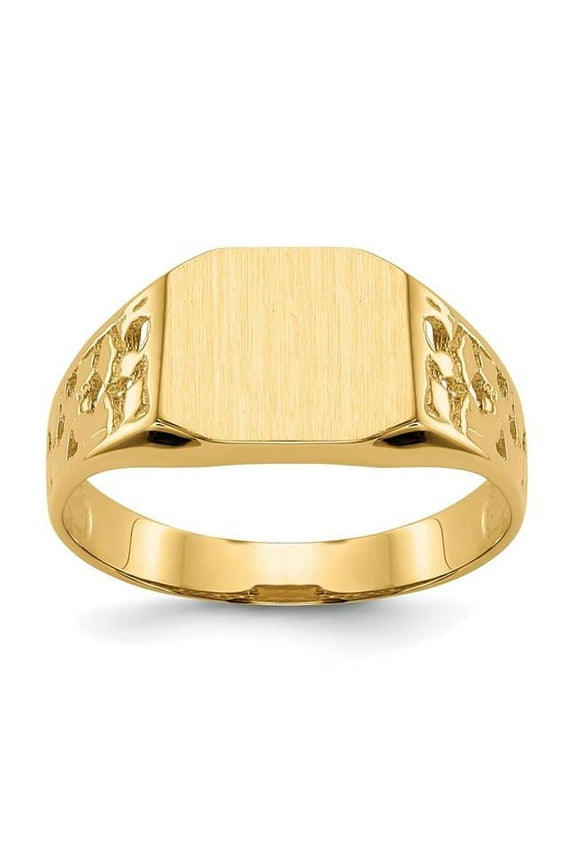 14k 9.0x10.5mm Open Back Men's Signet Ring Size 9