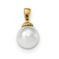 thumbnail image 1 of 14k 9-10mm White Round South Sea Saltwater Cultured Pearl Pendant XF466, 1 of 2