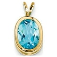 thumbnail image 1 of 14k 9x7mm Oval Blue Topaz bezel pendant in 14k Yellow Gold, 1 of 1