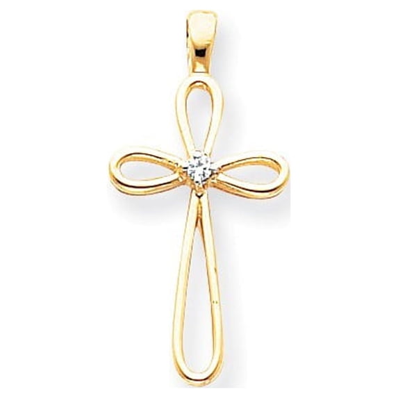 14k AA Diamond Loop Cross Pendant PM5015