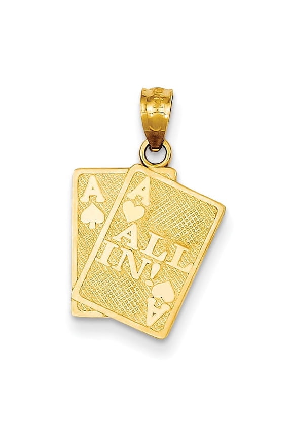 14k Ace of Hearts & Ace of Spade All In! Cards Pendant