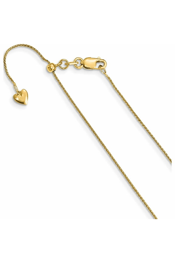 14K Yellow Gold Adjustable .8mm Diamond-Cut Wheat Chain