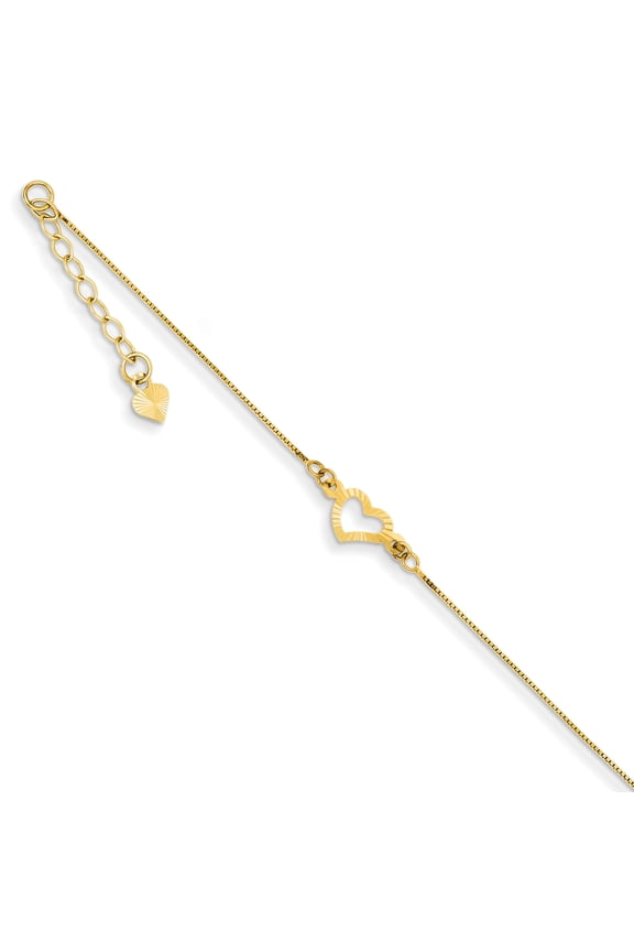 14k Adjustable Heart Anklet
