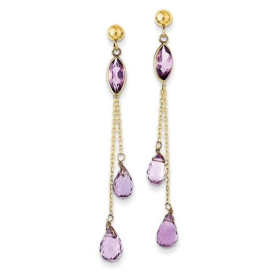 14k Amethyst Post Dangle Earrings