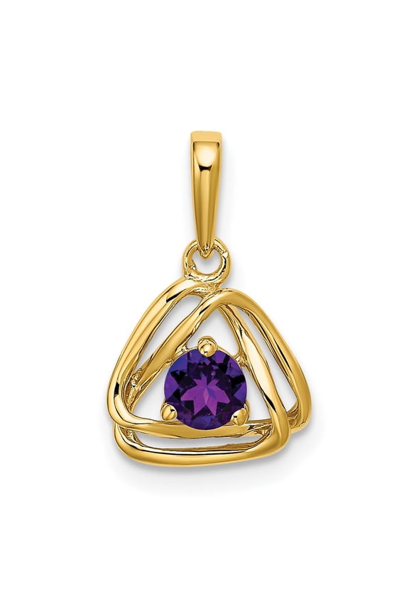14k Amethyst Triangle Pendant