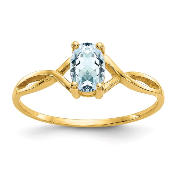 14k Aquamarine Birthstone Ring in 14k Yellow Gold - Size 7