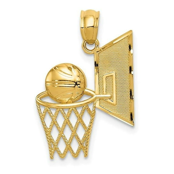 14k Yellow Gold Satin Polished Basketball Pendant Necklace Measures 22.6x15.3mm - Pendant for Women