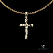 14K Bonded Gold Rope Chain with Nugget Cross Pendent, Best Unisex Christmas Gift for Women, Men, Girlfriend, Boyfriend, Her, Bestfriend, 14K Bonded Gold Necklace with Gift Box/Bag by Aria Jeweler