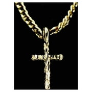 14k Bonded Gold Cross Chain Clearance for Women & Men, Unisex Nugget Cross Necklaces Best Unisex Christmas Gift for Women & Men, Lover, Girlfriend, Boyfriend with Gift Box/Bag