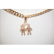 ARTISAN JEWELER 14k Bonded Gold Cuban Chain with Kids Charm Pendant, Best Unisex Christmas Gift for Women, Men, Mother, Father, Girlfriend, Boyfriend, Her, Him, 14k Necklace with Charm, Best jewelry Gifts