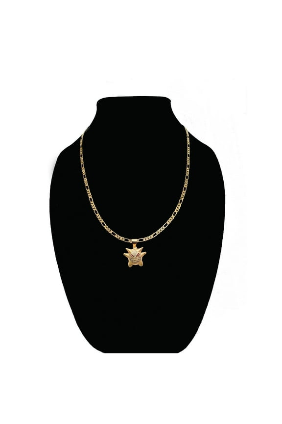 14k Bonded Gold Figaro Chain with Genger Pokemon Pendant, Best Unisex Christmas Gift for Women, Men, Mother, Father, Girlfriend, Boyfriend, Her, Him, 14k Necklace with Charm, Best jewelry Gifts