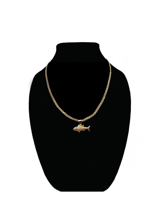 Mariner Necklace Tuna Fish Pendant Necklaces, Gold-Plated, Necklace, 20 in, 1 Count
