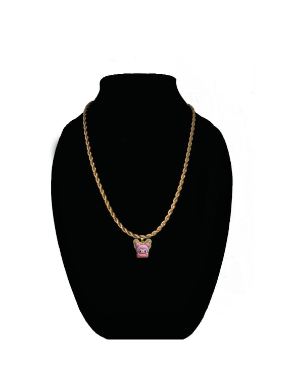 14k Bonded Gold Necklace with Anime Pendent, Best Christmas Unisex Gift for Women, Men Mother, Father, Girlfriend, Boyfriend, Her, Him, Rope Chain with Charm by Artisan Jeweler