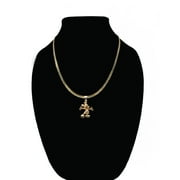 14k Bonded Gold Necklace with Mickey Mouse Pendent, Best Christmas Unisex Gift for Women, Men Mother, Father, Girlfriend, Boyfriend, Her, Him, Cuban Chain with Charm by Artisan Jeweler