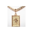 thumbnail image 1 of 14k Bonded Gold Necklace with Square Rose Pendent, Best Christmas Unisex Gift for Women, Men Mother, Father, Girlfriend, Boyfriend, Her, Him, Cuban Chain with Charm by Artisan Jeweler, 1 of 6