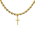 thumbnail image 1 of 14k Bonded Gold Necklace with Tiny Curifix Cross Pendent, Best Christmas Unisex Gift for Women, Men Mother, Father, Girlfriend, Boyfriend, Her, Him, Rope Chain with Charm by Artisan Jeweler, 1 of 5