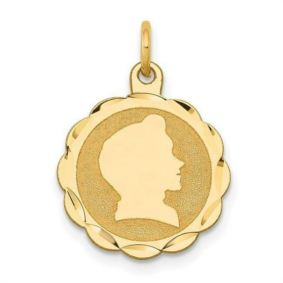 14k Boy Head on .018 Gauge Engravable Scalloped 17 15mm Disc Charm XM83/18