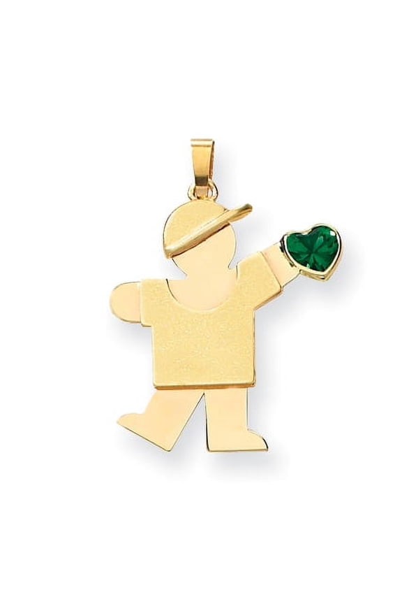 14k Boy with Cubic Zirconia May Birthstone Charm