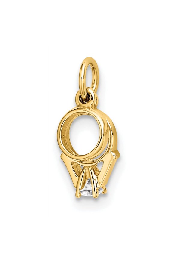 14k CZ Mini 3-D Wedding Rings Charm C4799