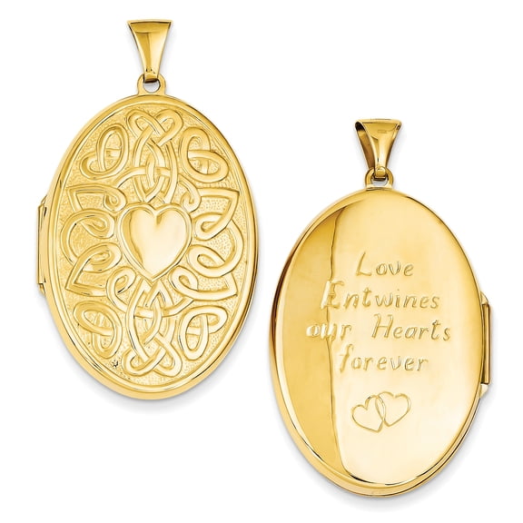 Lockets 14k Celtic Knot Heart with Poem on Reverse 38mm Oval Locket