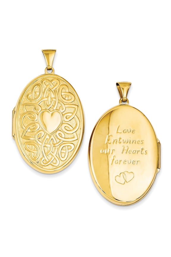14k Celtic Knot Heart with Poem on Reverse 38mm Oval Locket