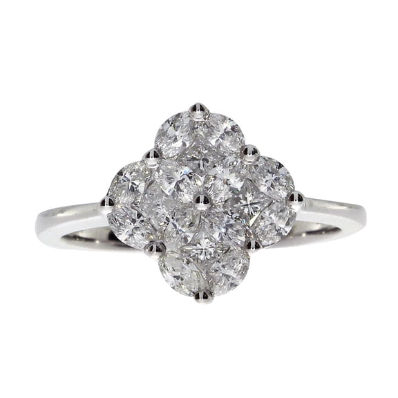 14k Clover Cluster Diamond Ring
