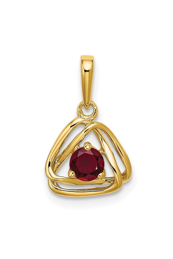 14k Created Ruby Triangle Pendant