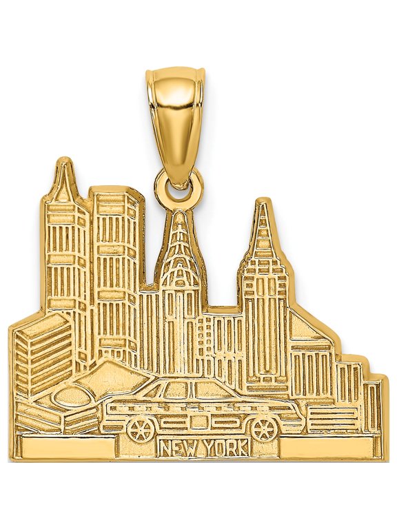14K Yellow Gold Cut-out New York Skyline with Taxi Charm