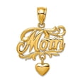 thumbnail image 1 of 14k Solid Yellow Gold Dangle Polished Mom Dangling Love Heart Pendant Necklace 24.3x19.2mm Pendant for Women, 1 of 2