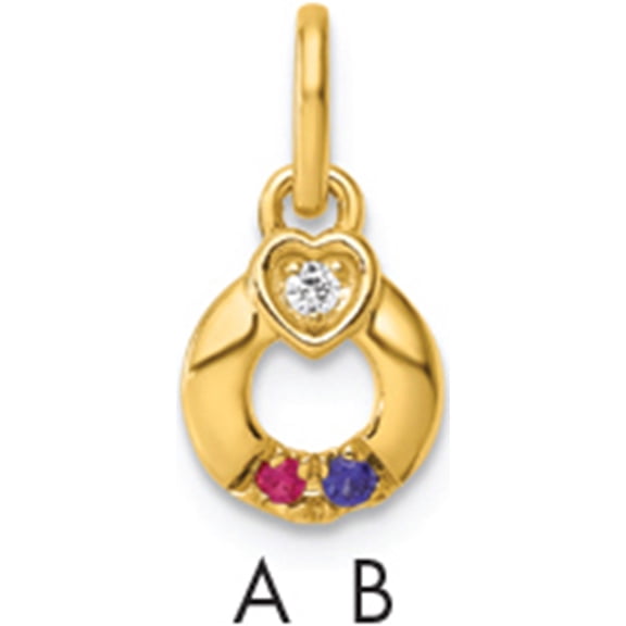 14k Dia Heart w 2 Birthstone Mothers Circle Pendant Semi-Mount Yellow Gold Material Inspired Lustrous Chic An unforgettable keepsake to treasure forever