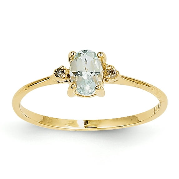14k Diamond & Aquamarine Birthstone Ring