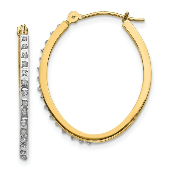 14k Diamond Fascination Oval Hinged Hoop Earrings in 14k Yellow Gold