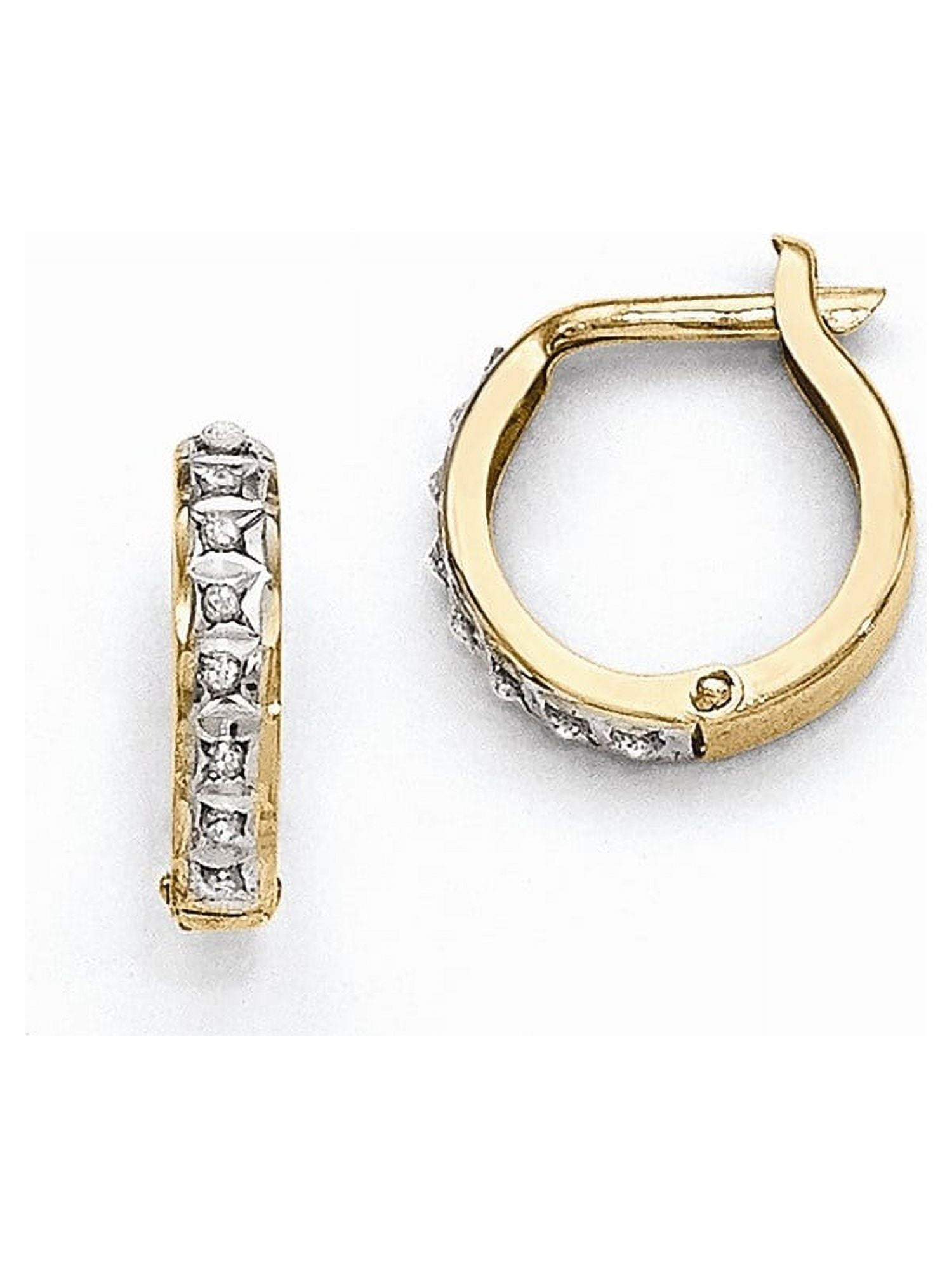 JEWELS BY LUX 14k Diamond Fascination Round Hinged Hoop Earrings, Diamond CTW 0.01
