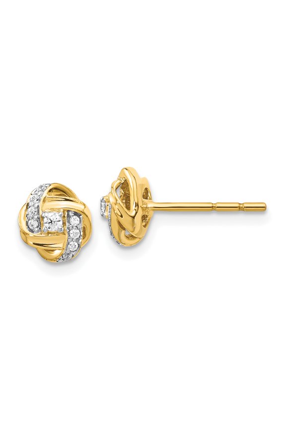 14k Diamond Knot Post Earrings 14k Yellow Gold Earrings