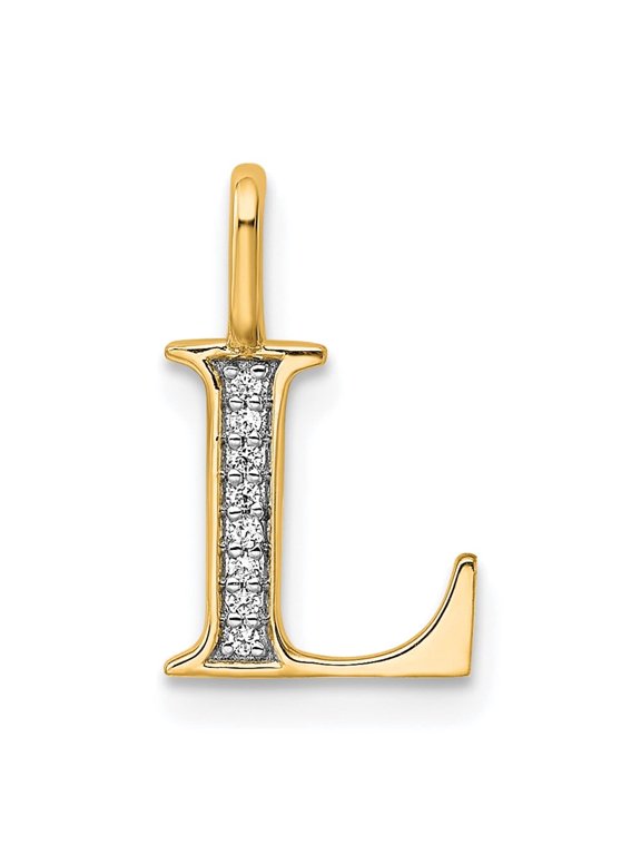 14k Diamond Letter L Initial Pendant