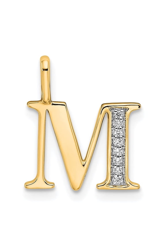 14k Diamond Letter M Initial Pendant