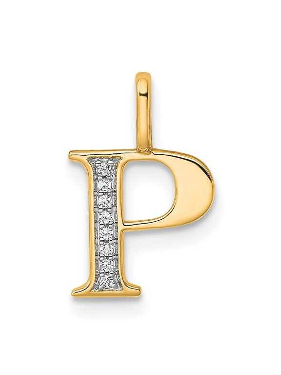 14k Diamond Letter P Initial Pendant