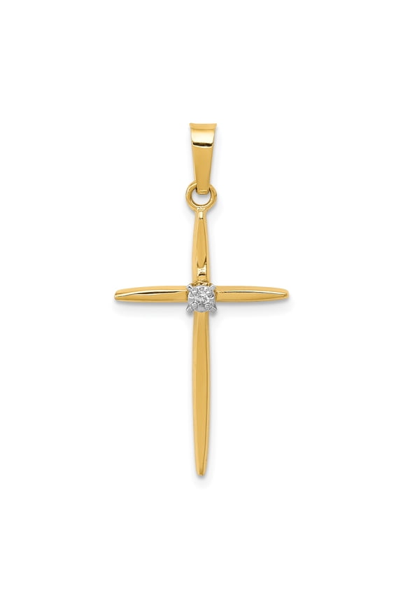14k Diamond Polished Passion Cross Pendant XR1488