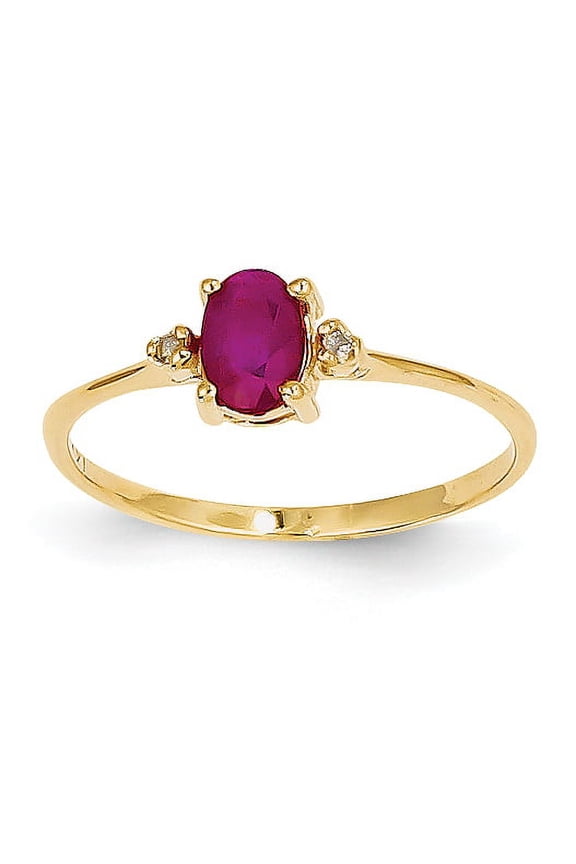 14k Diamond & Ruby Birthstone Ring