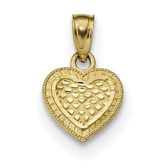 14k Diamond-cut Lattice Heart Pendant K5855 (0.76 grams | 15.7MM x 10MM)