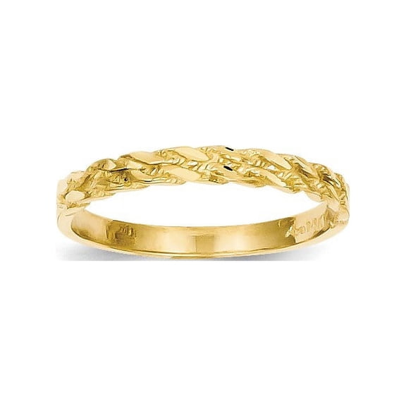 14k Diamond-cut Rope Ring